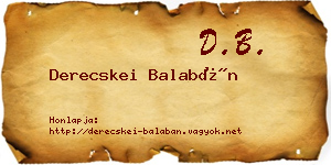 Derecskei Balabán névjegykártya